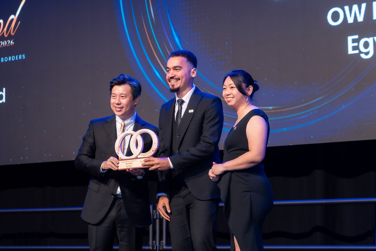 Close-up of the award handover